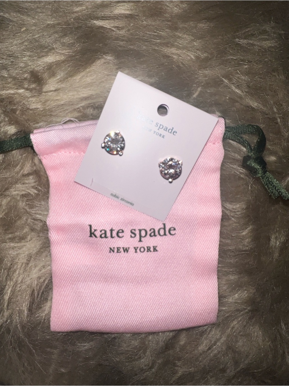 kate spade Pink Pouch with Crystal Stud Earrings